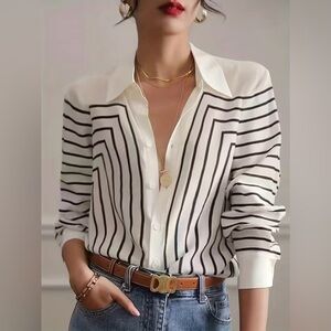 Striped Black and White Women's Top